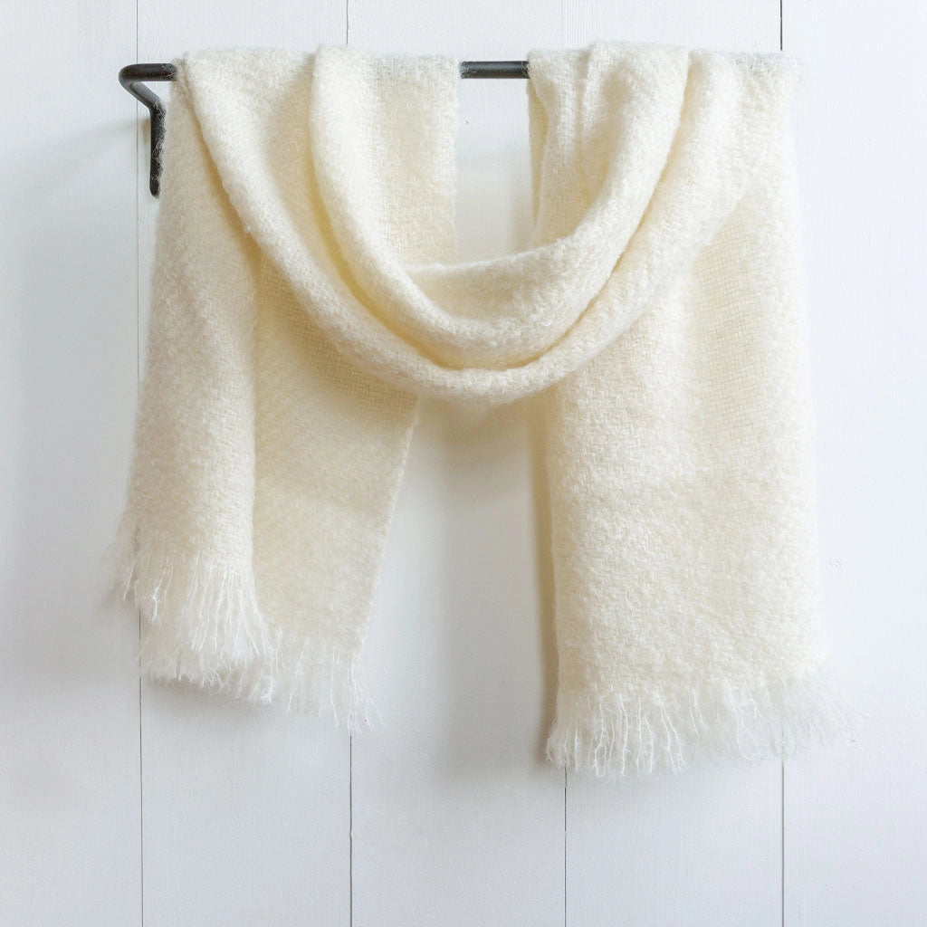 Ivory Handwoven Mohair Wrap