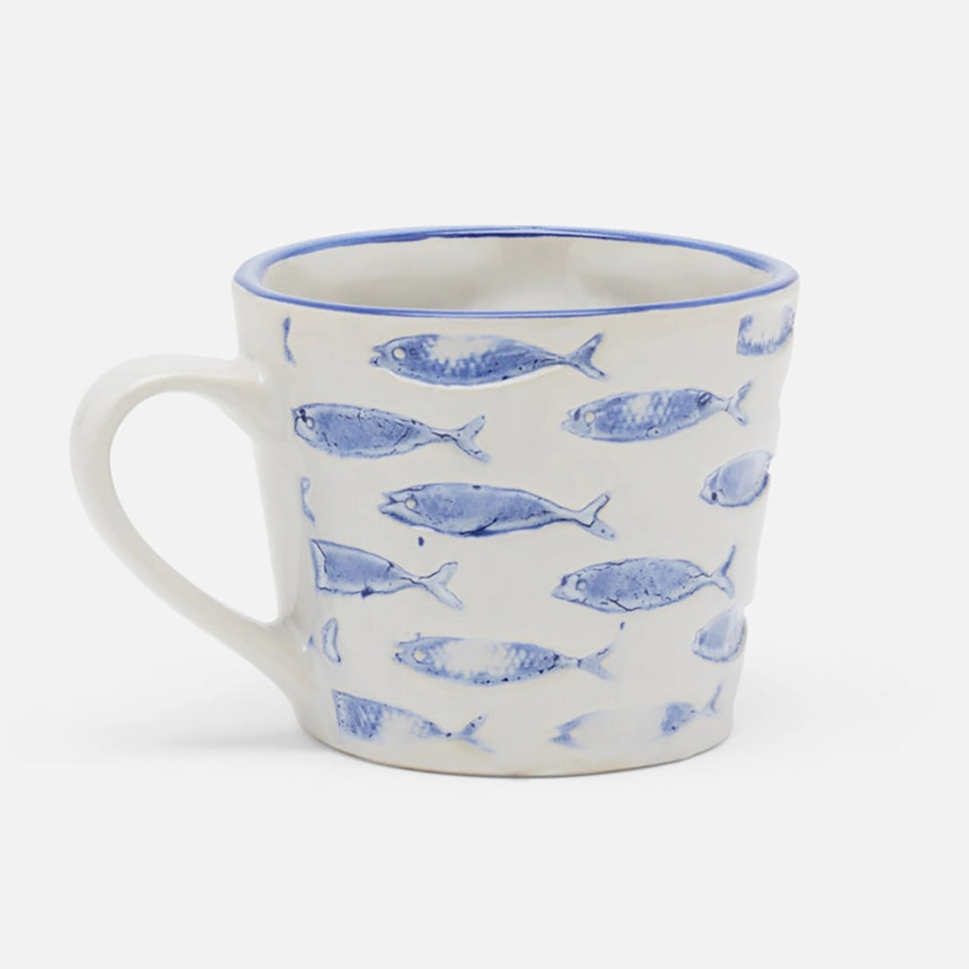 Blue Stoneware Fish Mug