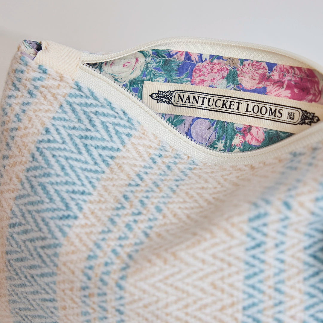 Nantucket Looms Aqua Blue Stripe Cashmere Heirloom Clutch