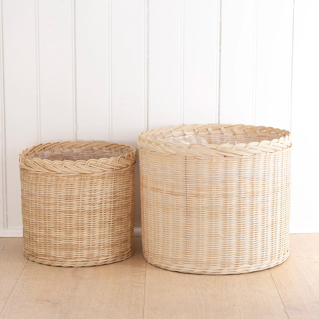 Braided Wicker Waste Basket