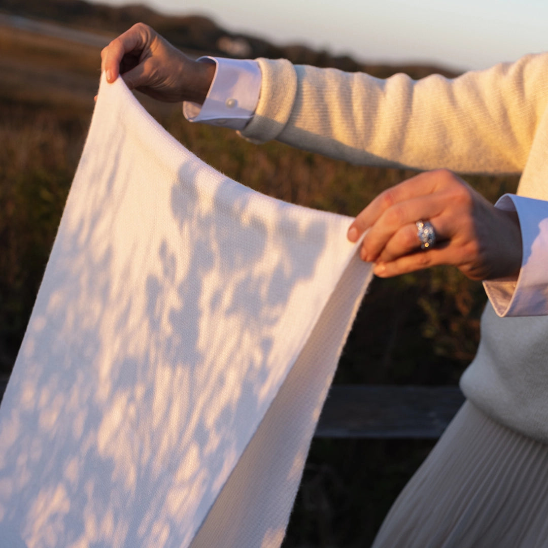 Bright White Handwoven Cashmere Wrap
