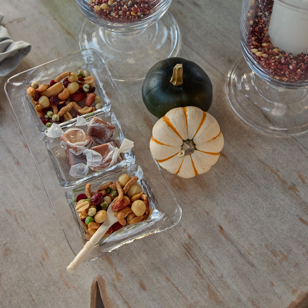 Clear Glass Sectioned Snack Tray