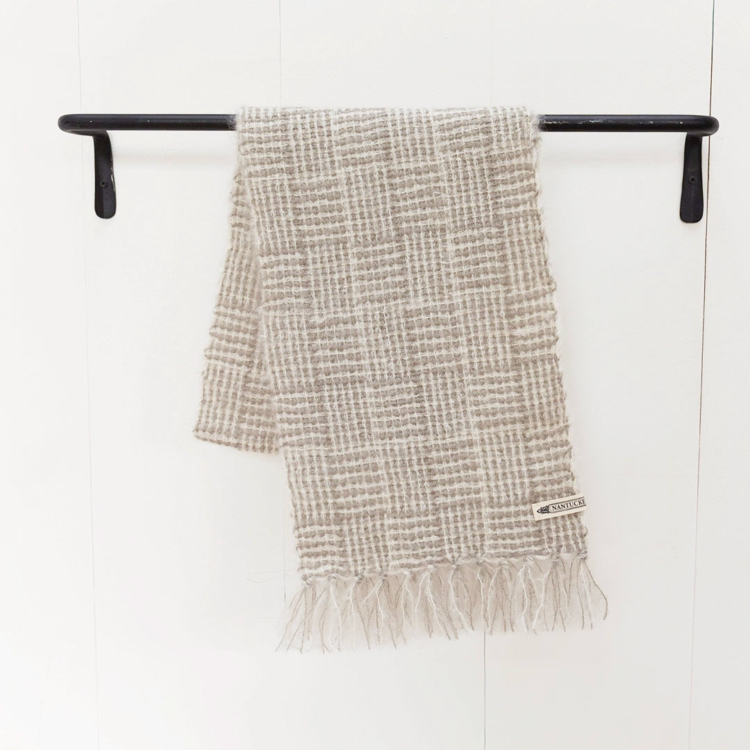 Cobblestone Check Handwoven Mohair Scarf