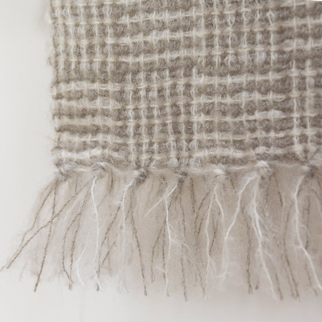 Cobblestone Check Handwoven Mohair Scarf