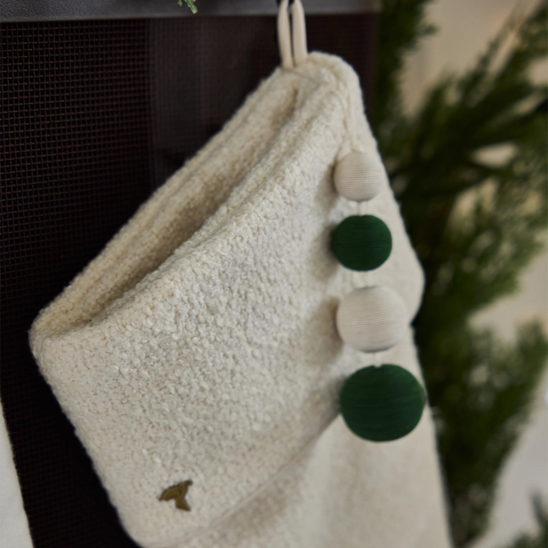 Ivory Boucle Stocking with Cuff