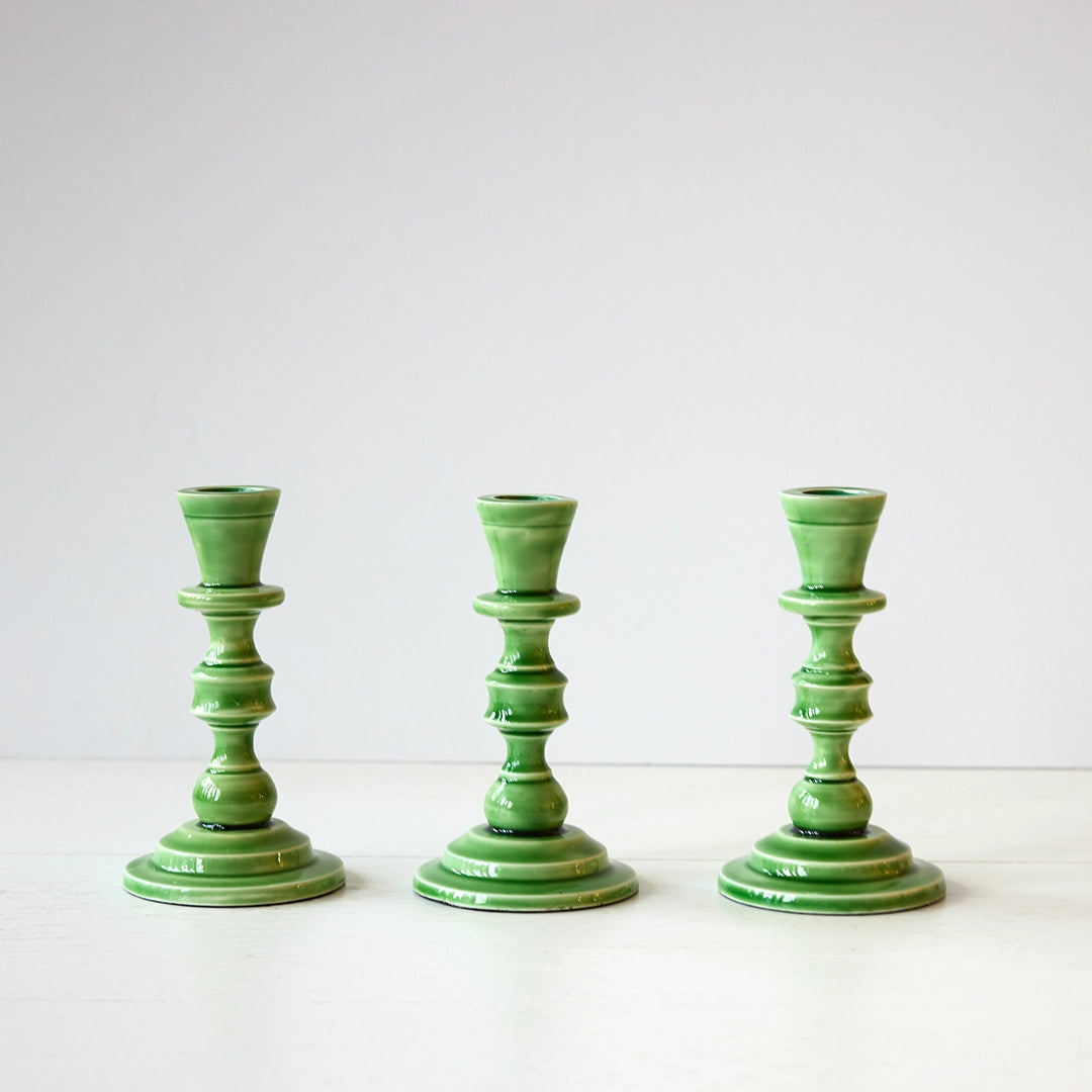 Eve Green Tapered Candle Holder