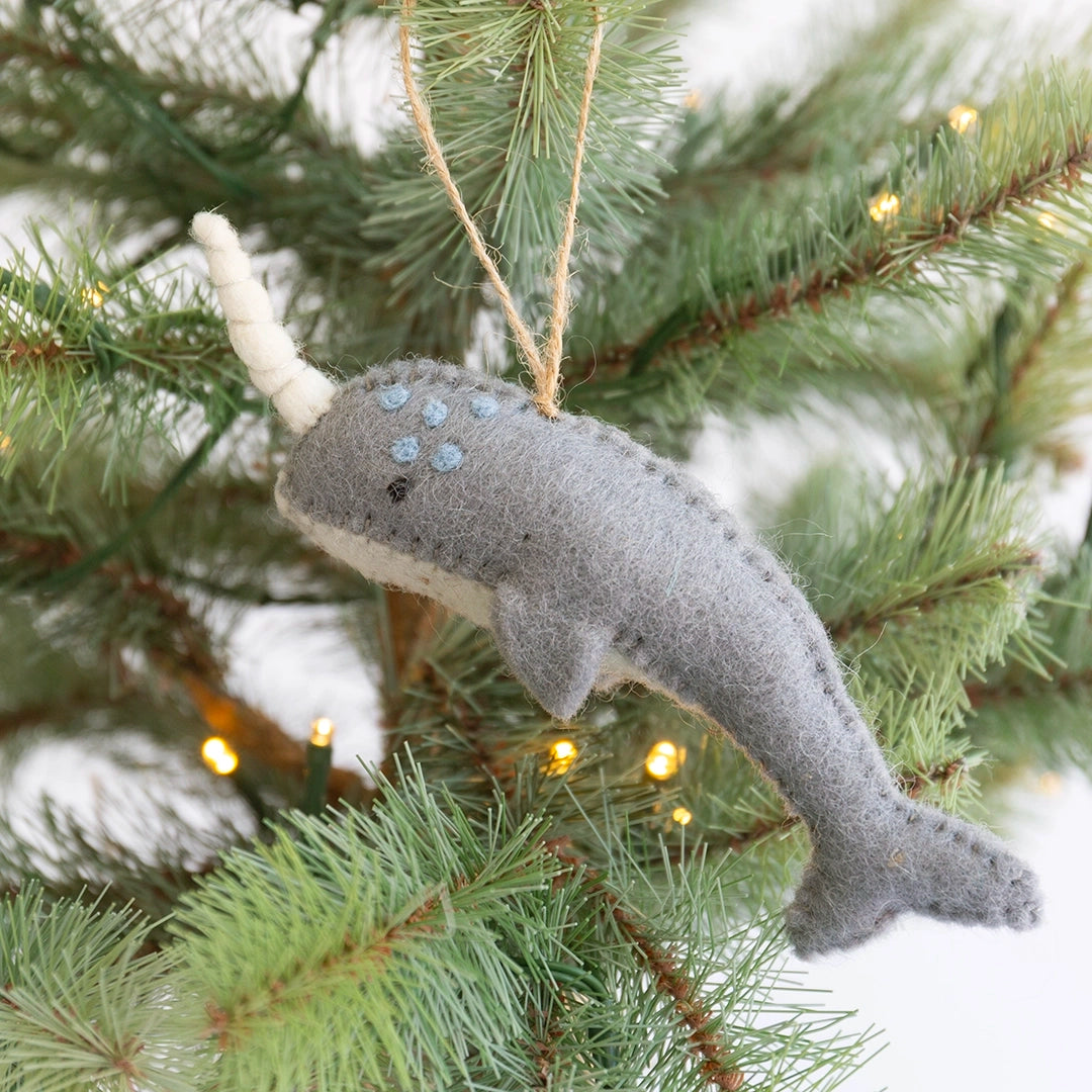 Felted Narwhal Ornament