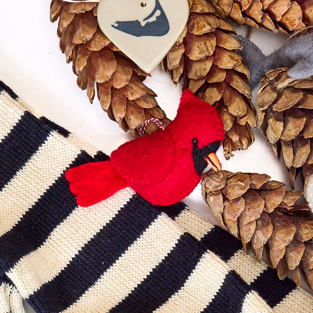 Felt and Wool Cardinal Ornament