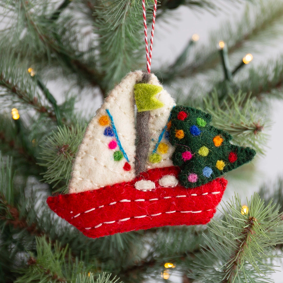 Felted Sailboat Ornament