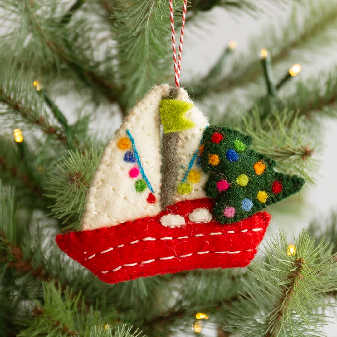 Felted Sailboat Ornament