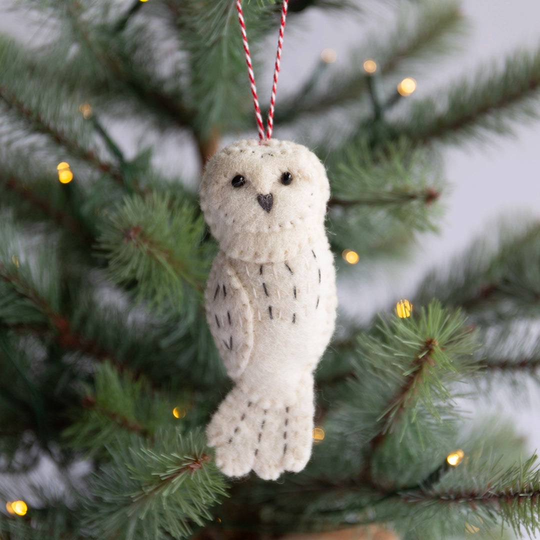 Felt and Wool Snowy Owl Ornament