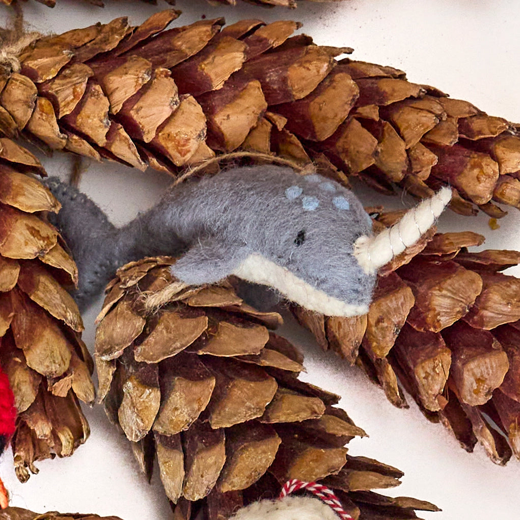 Felted Narwhal Ornament