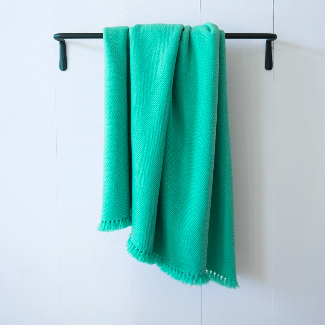 Glacier Blue Handwoven Cashmere Throw