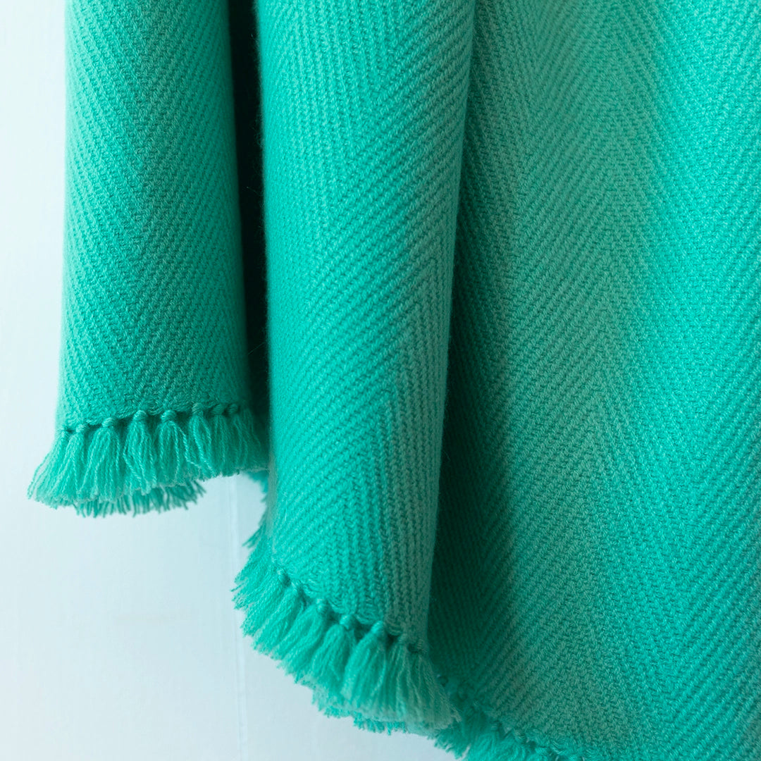 Glacier Blue Handwoven Cashmere Throw