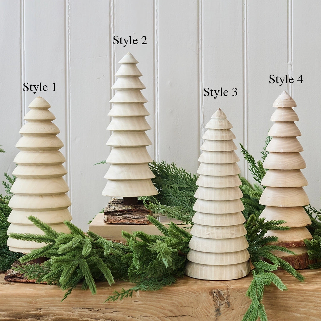 Bleached Elm Wood Hand Carved Trees, Medium | John Williams
