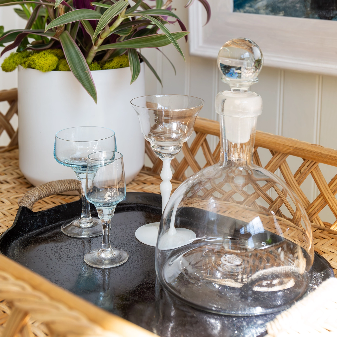 Handblown Sphere Top Glass Decanter