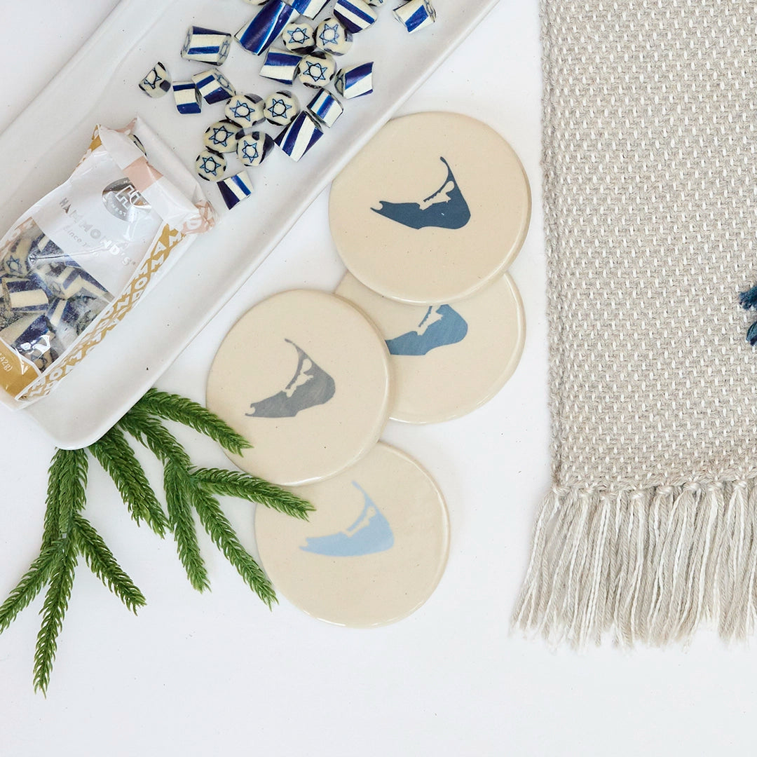 Handcrafted Shades of Blue Island Coasters | Emily Johnson