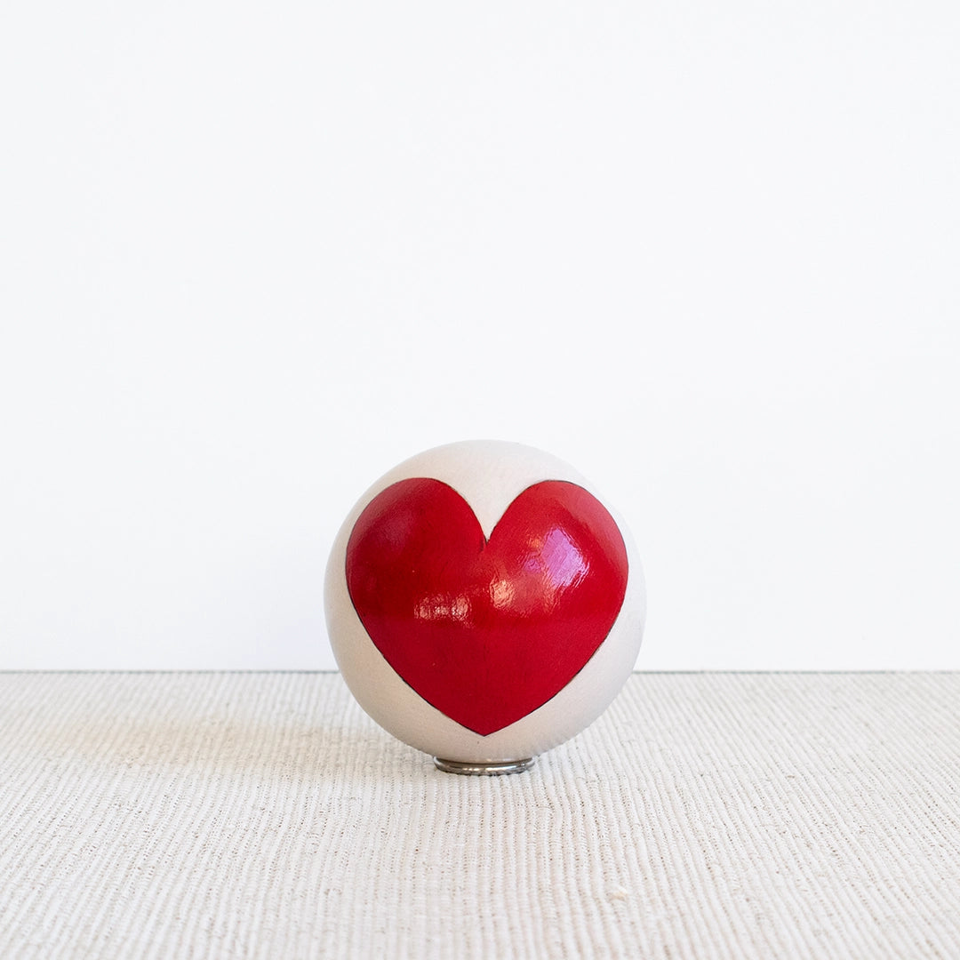 Handpainted Red Heart Decorative Sphere