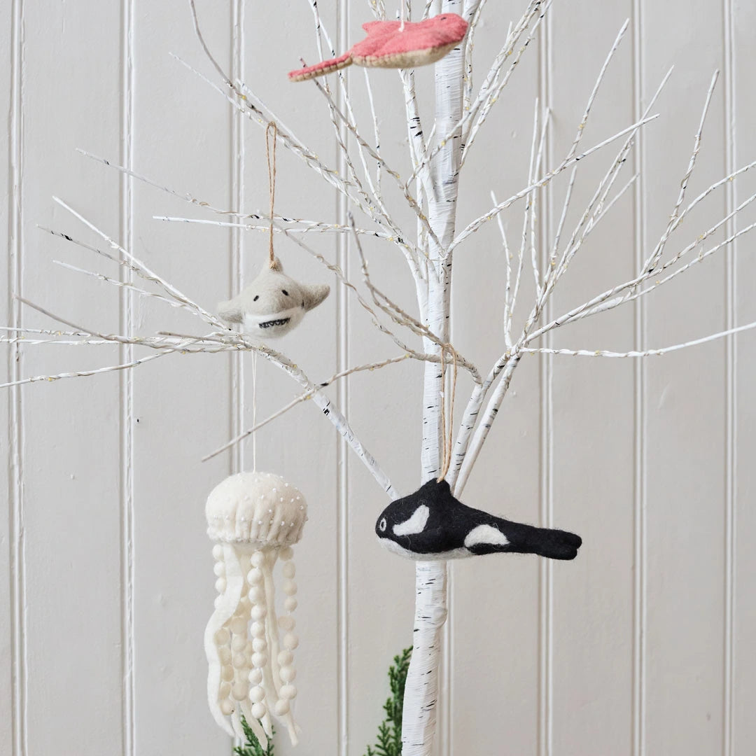 Felt White Jellyfish Ornament
