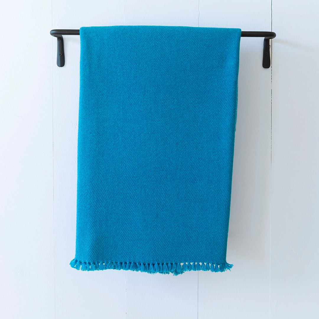 Hummingbird Blue Handwoven Cashmere Throw