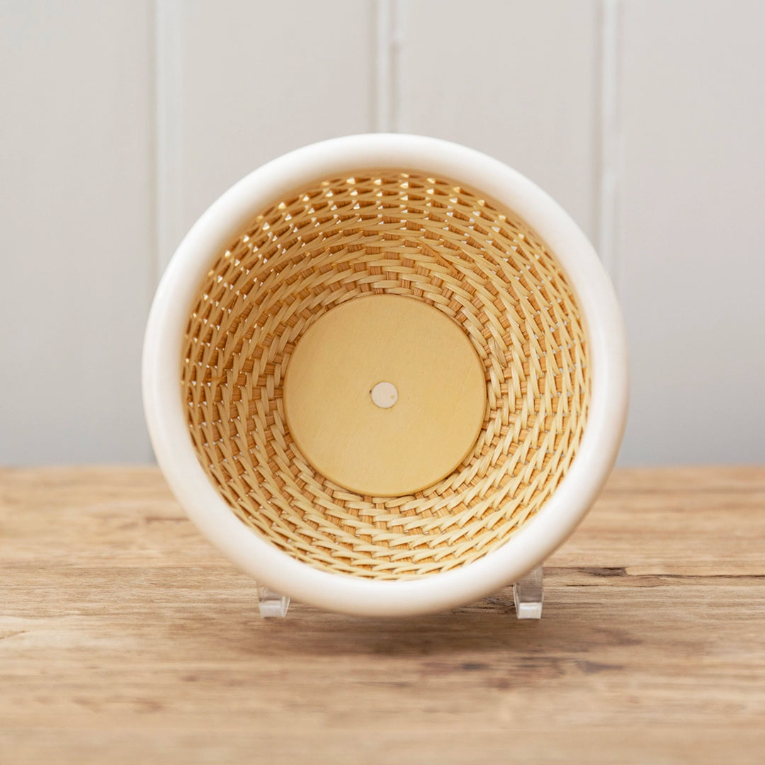 Ivory Rim White Twill Lightship Basket | Judy Prohaska