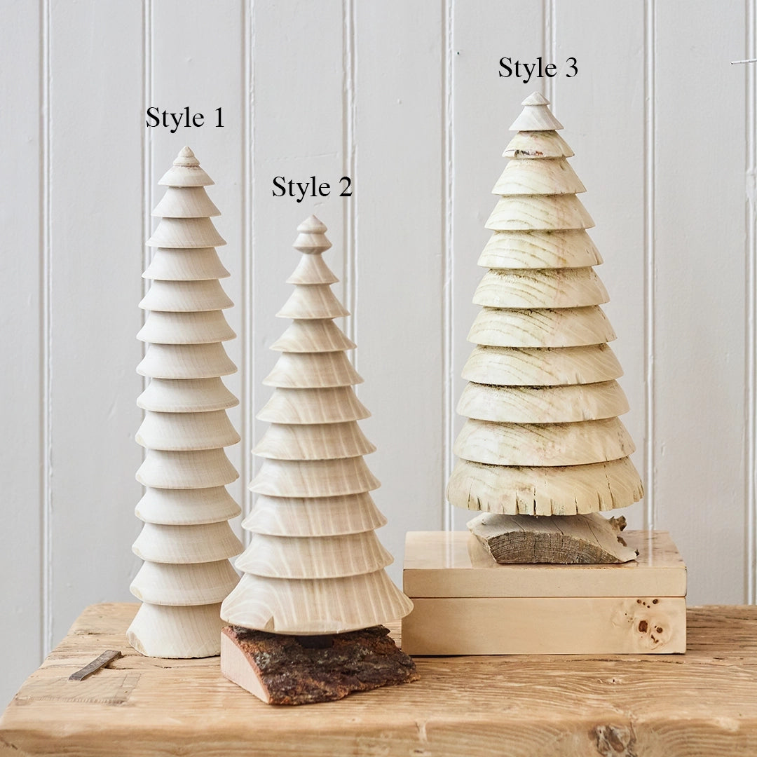 Bleached Elm Wood Hand Carved Trees, Large | John Williams