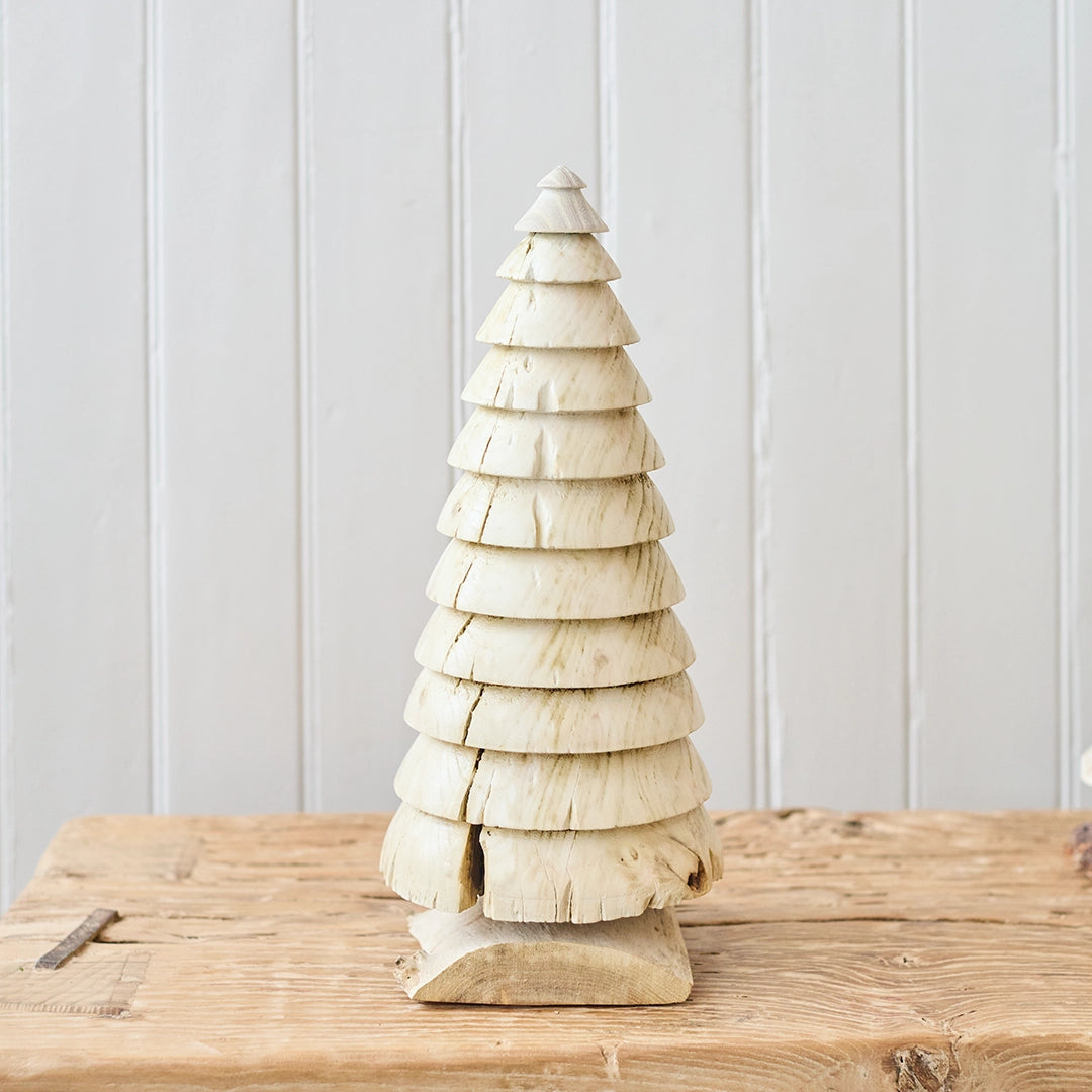Bleached Elm Wood Hand Carved Trees, Large | John Williams