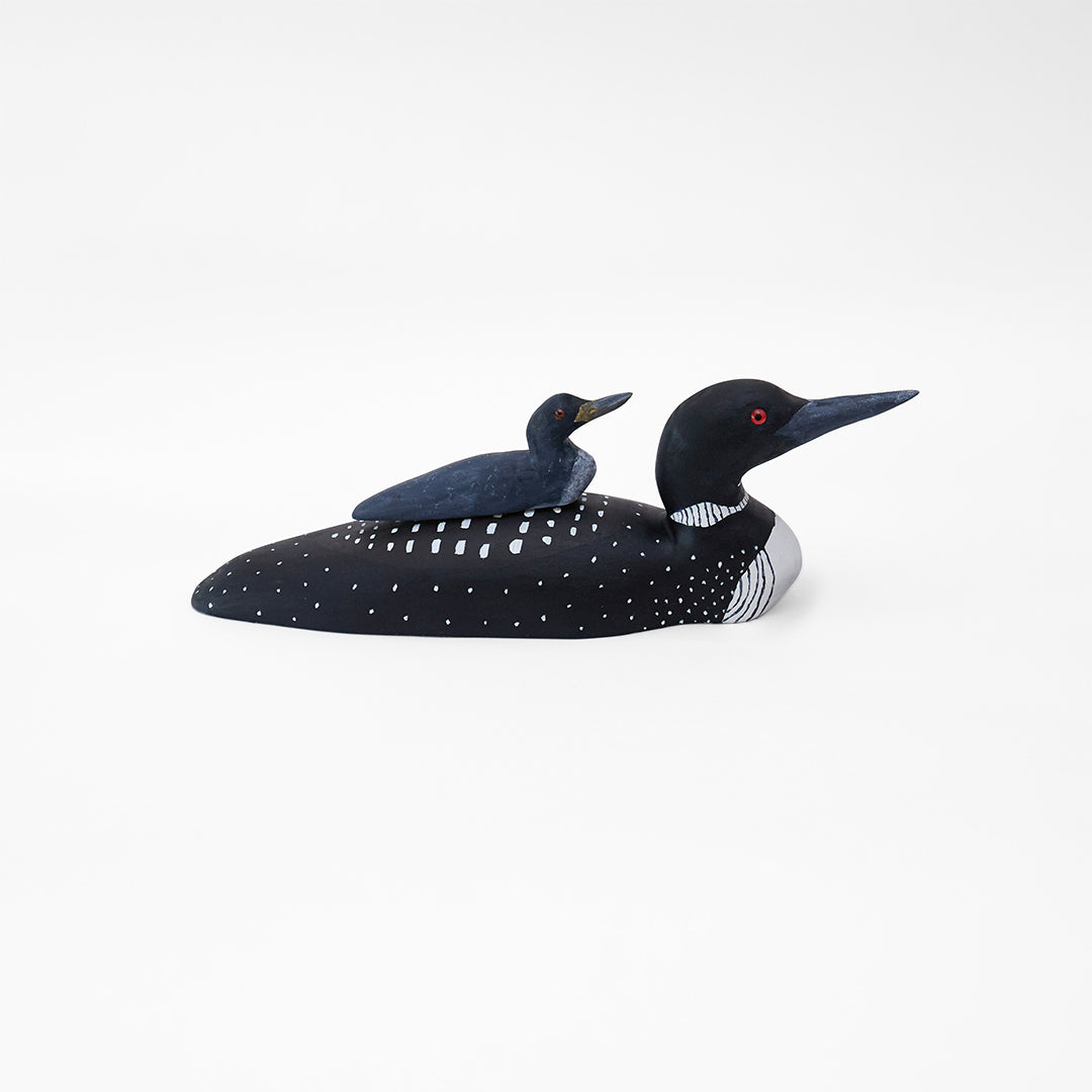 Common Loon with Juvenile Wood Carving | Robert Reeve
