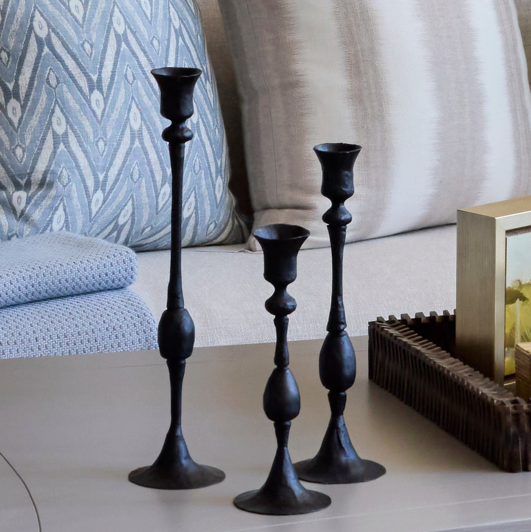 Elegant Black Metal Candlesticks