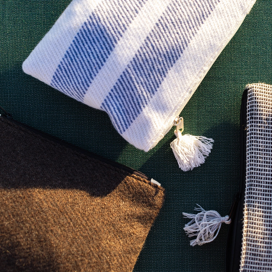 NL Blue and White Cashmere Fabric Clutch