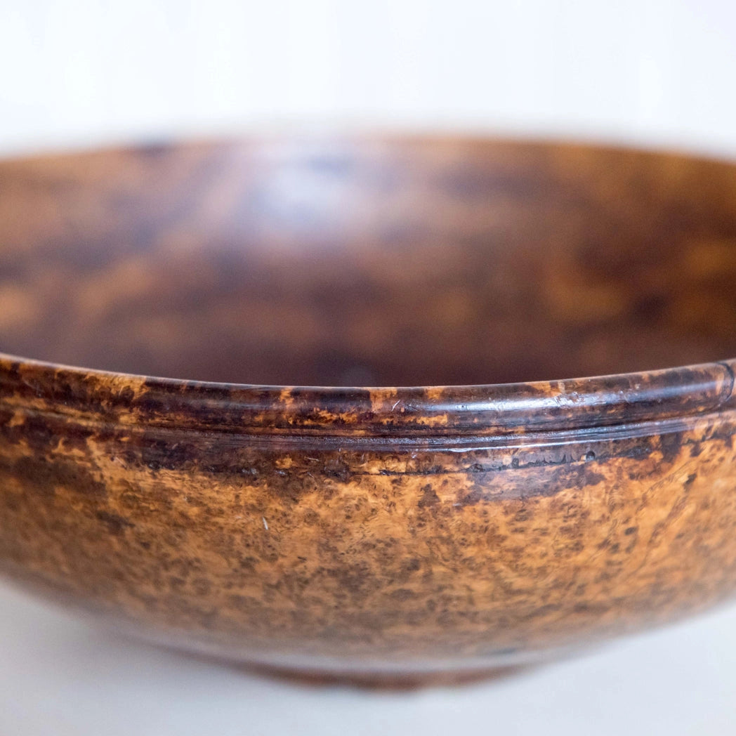 19th Century Handcarved Black Ash Burl Bowl