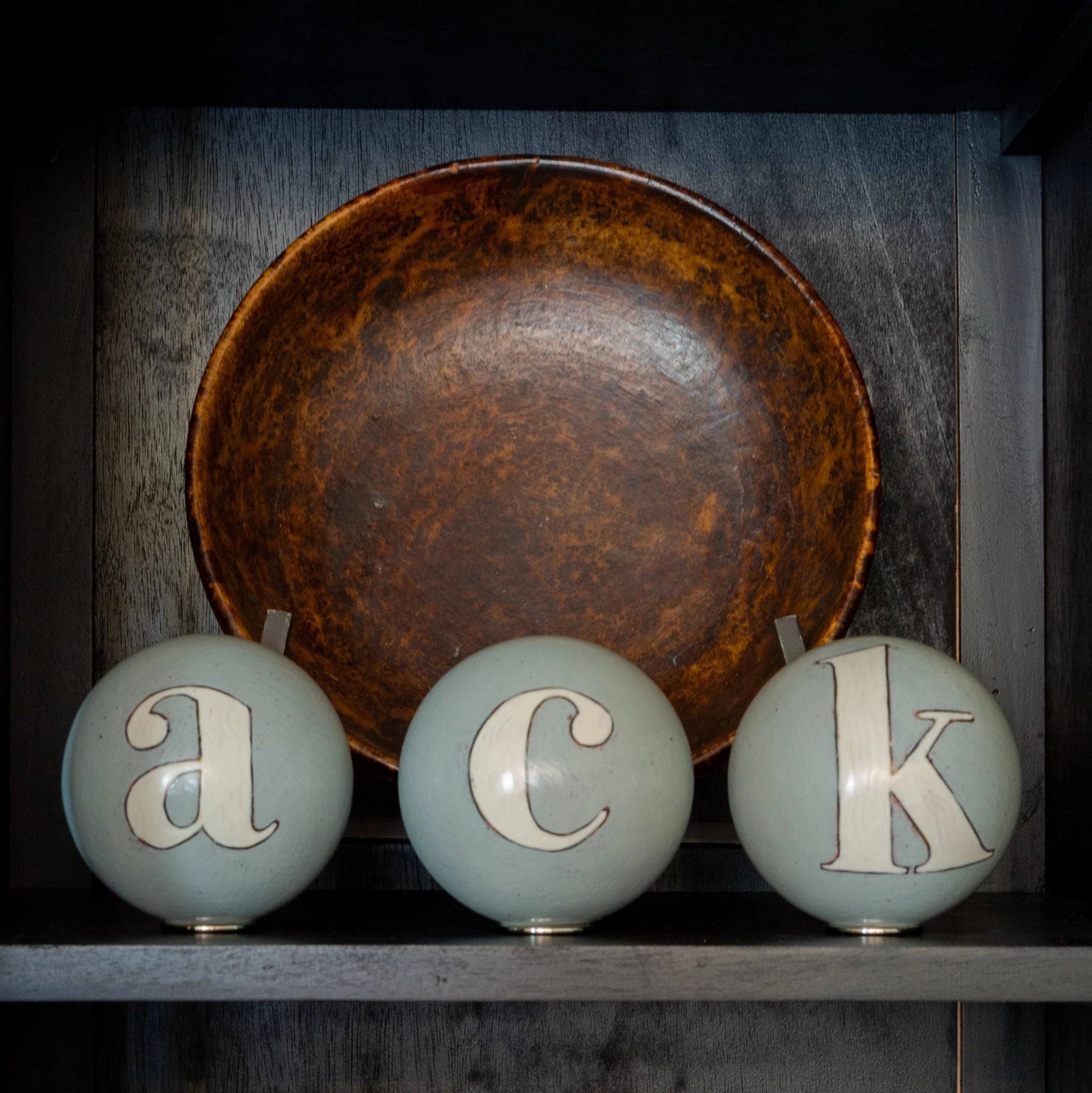 19th Century Handcarved Black Ash Burl Bowl
