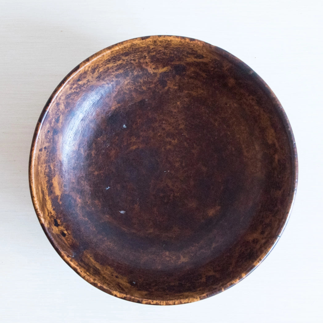 19th Century Handcarved Black Ash Burl Bowl