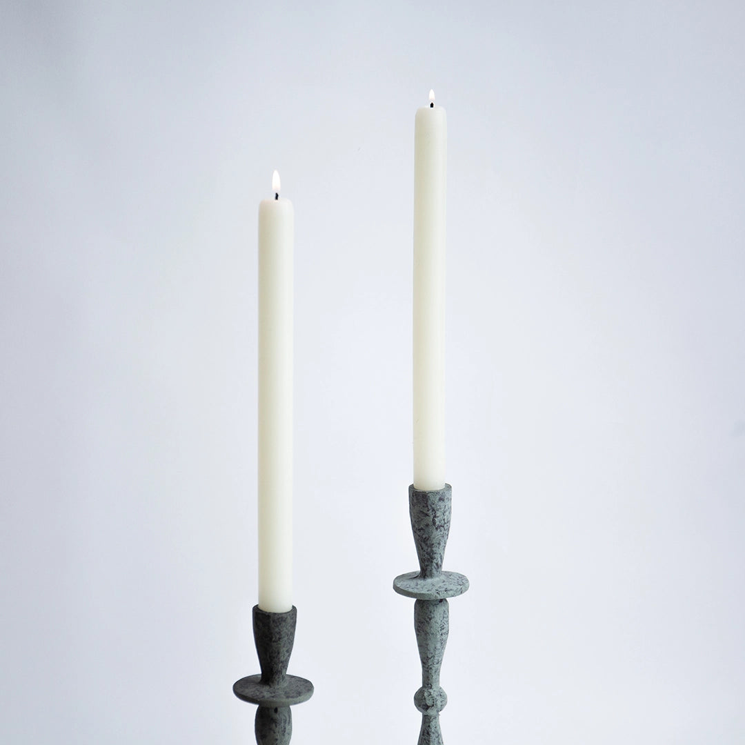 Aged Patina Metal Candlestick
