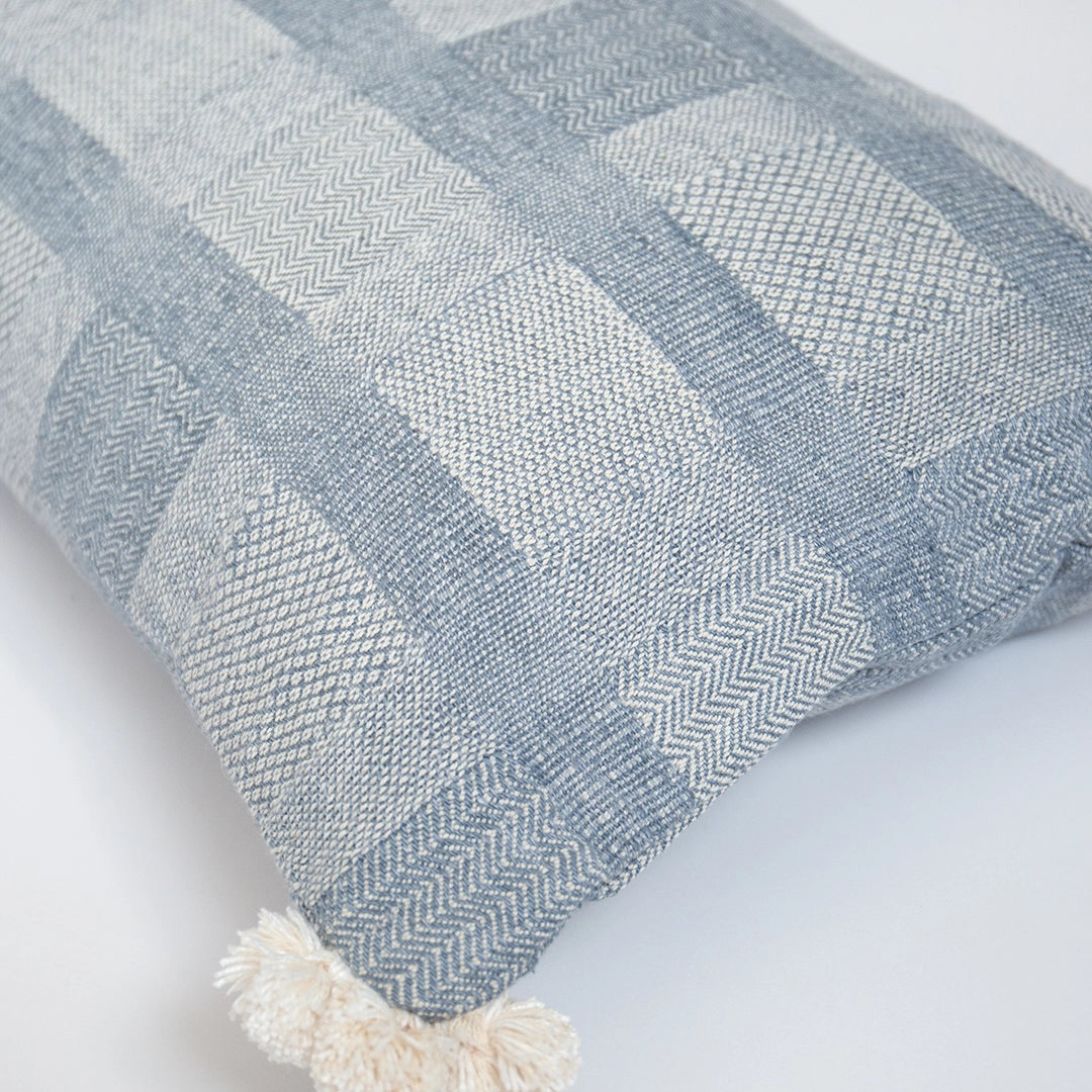Azure Blue Check Lumbar Pillow