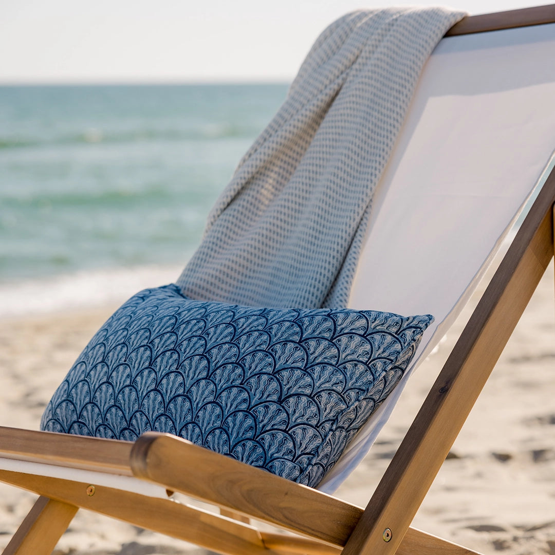 Azure Linen Lumbar Pillow
