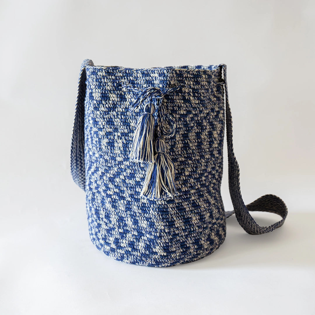 Blue Mochila Drawstring Bag