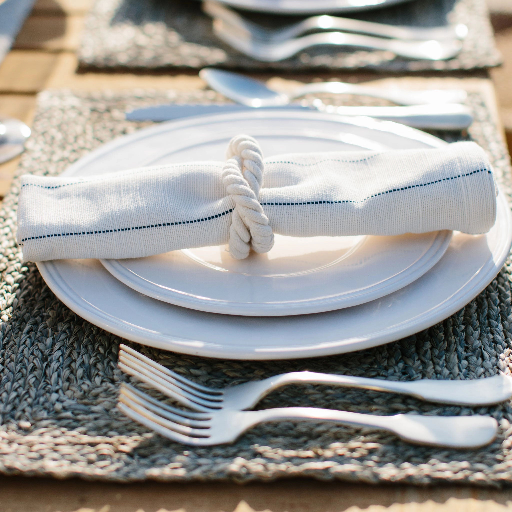 Blue Pinstripe Stripe Cotton Napkin
