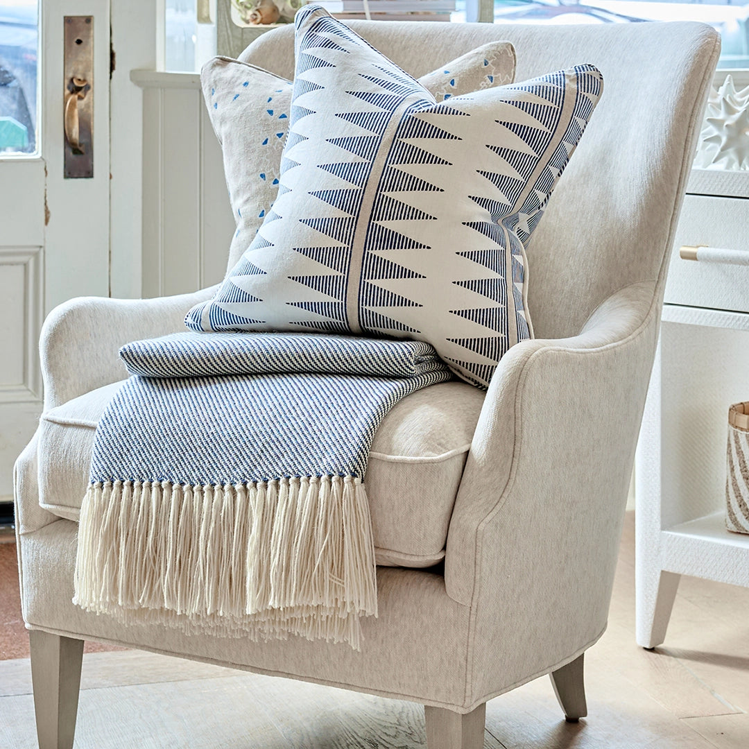 Blue Striped Triangles Pillow