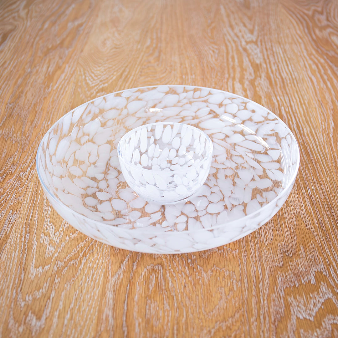 Handblown Glass Chip & Dip Serving Set