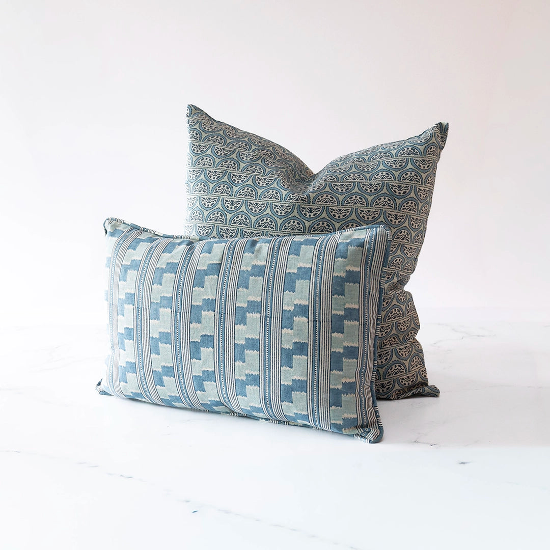 Coastal Sea Glass Linen Lumbar Pillow