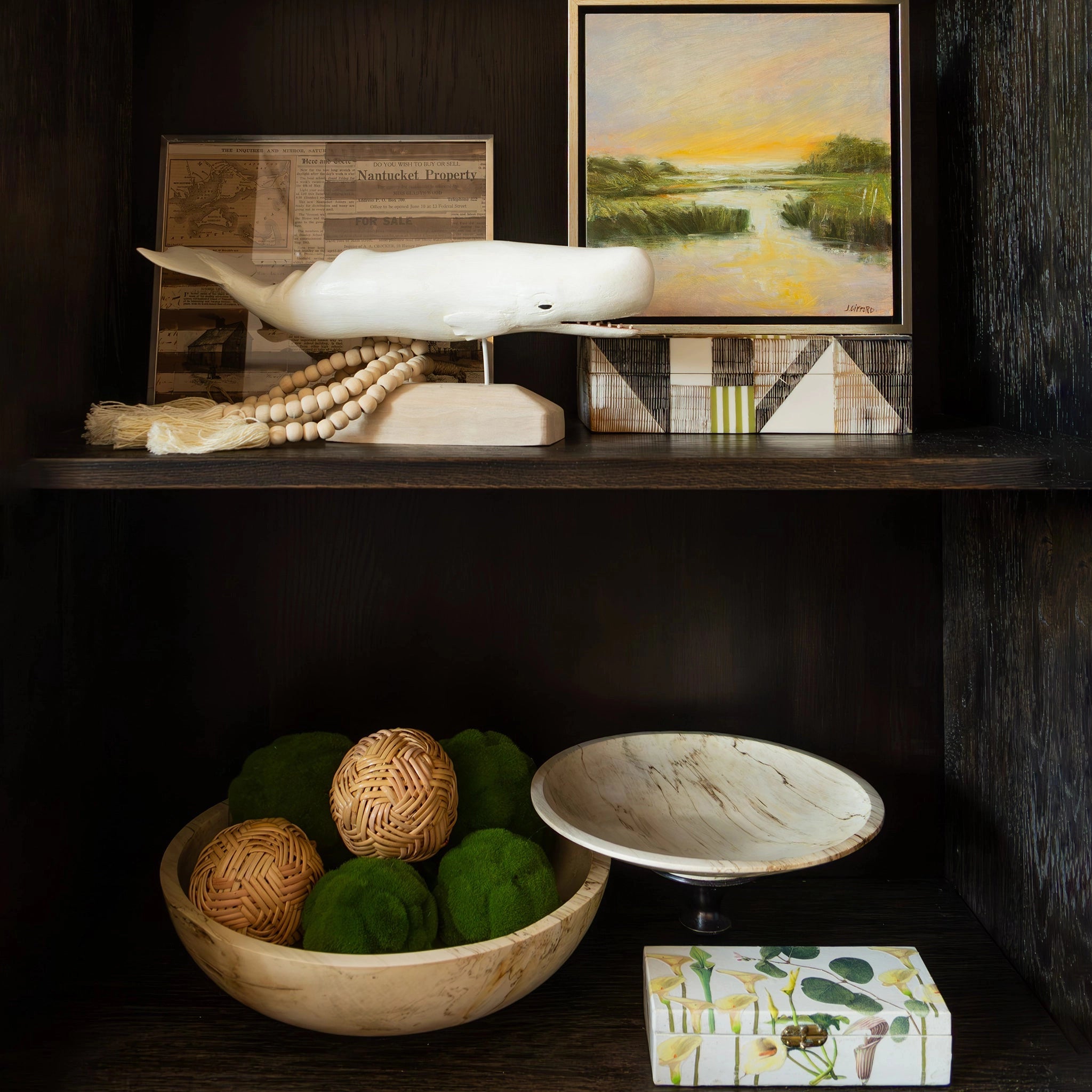 Decorative Faux Moss Green Spheres