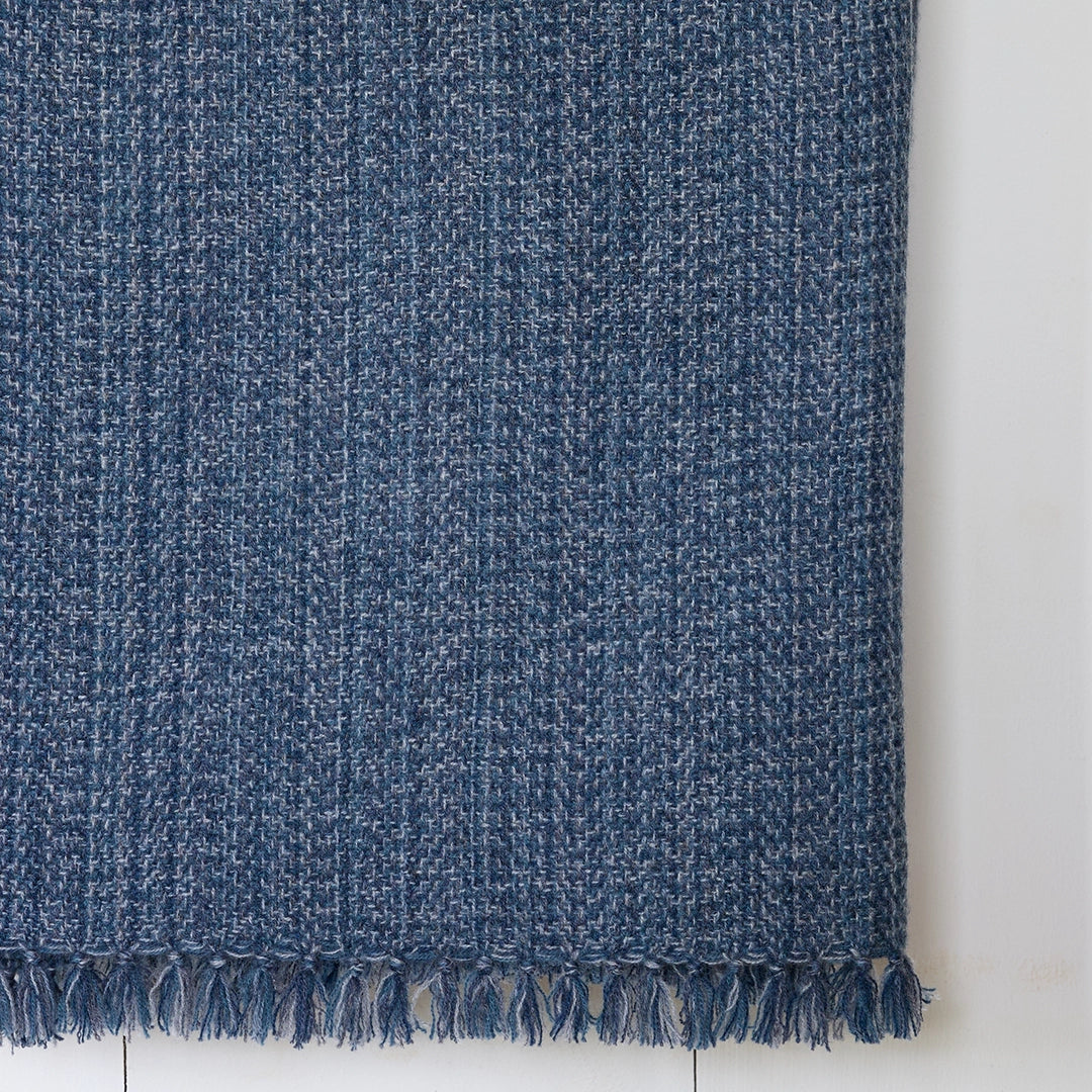 Deep Atlantic Blue Handwoven Cashmere Throw