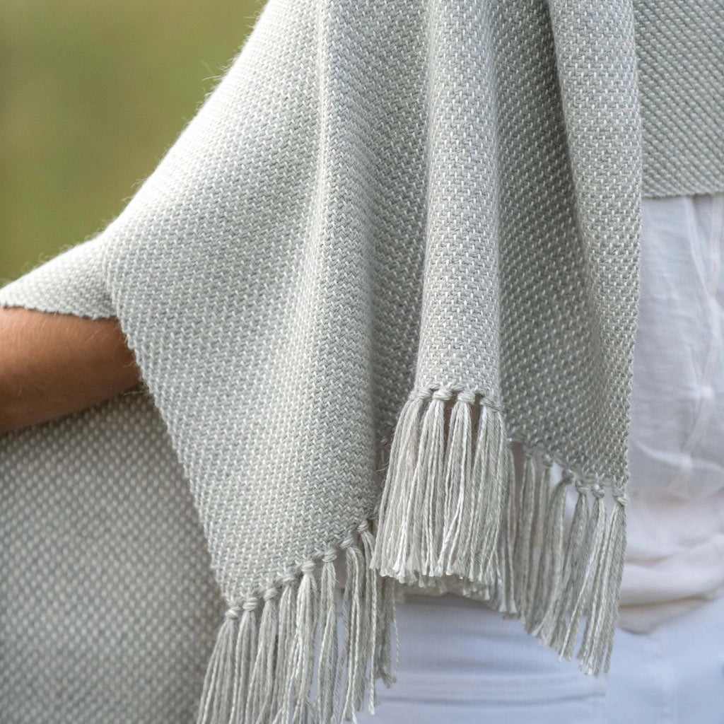 Fog Gray Handwoven Alpaca & Silk Wrap