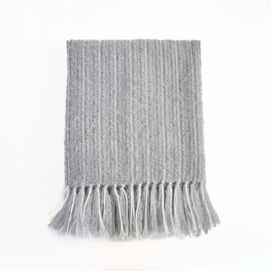 Foggy Morning Handwoven Mohair & Silk Throw