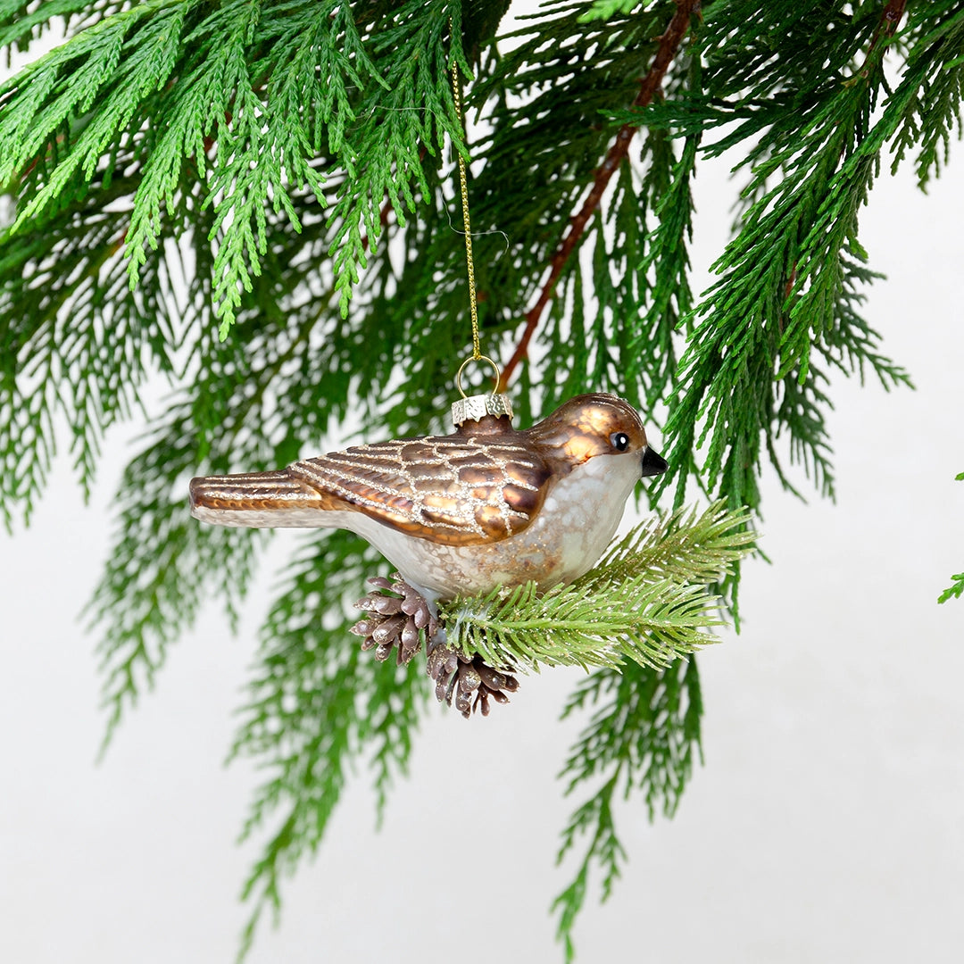Glass Partridge Ornament