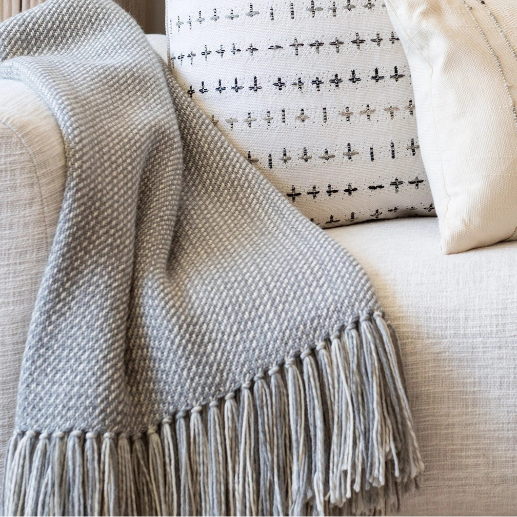 Gray Haze Handwoven Alpaca Throw