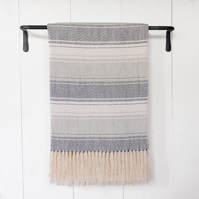 Wharf Gray Stripe Handwoven Cotton Throw