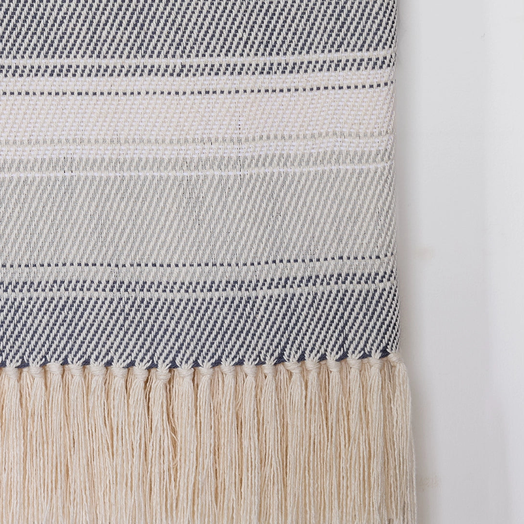 Wharf Gray Stripe Handwoven Cotton Throw