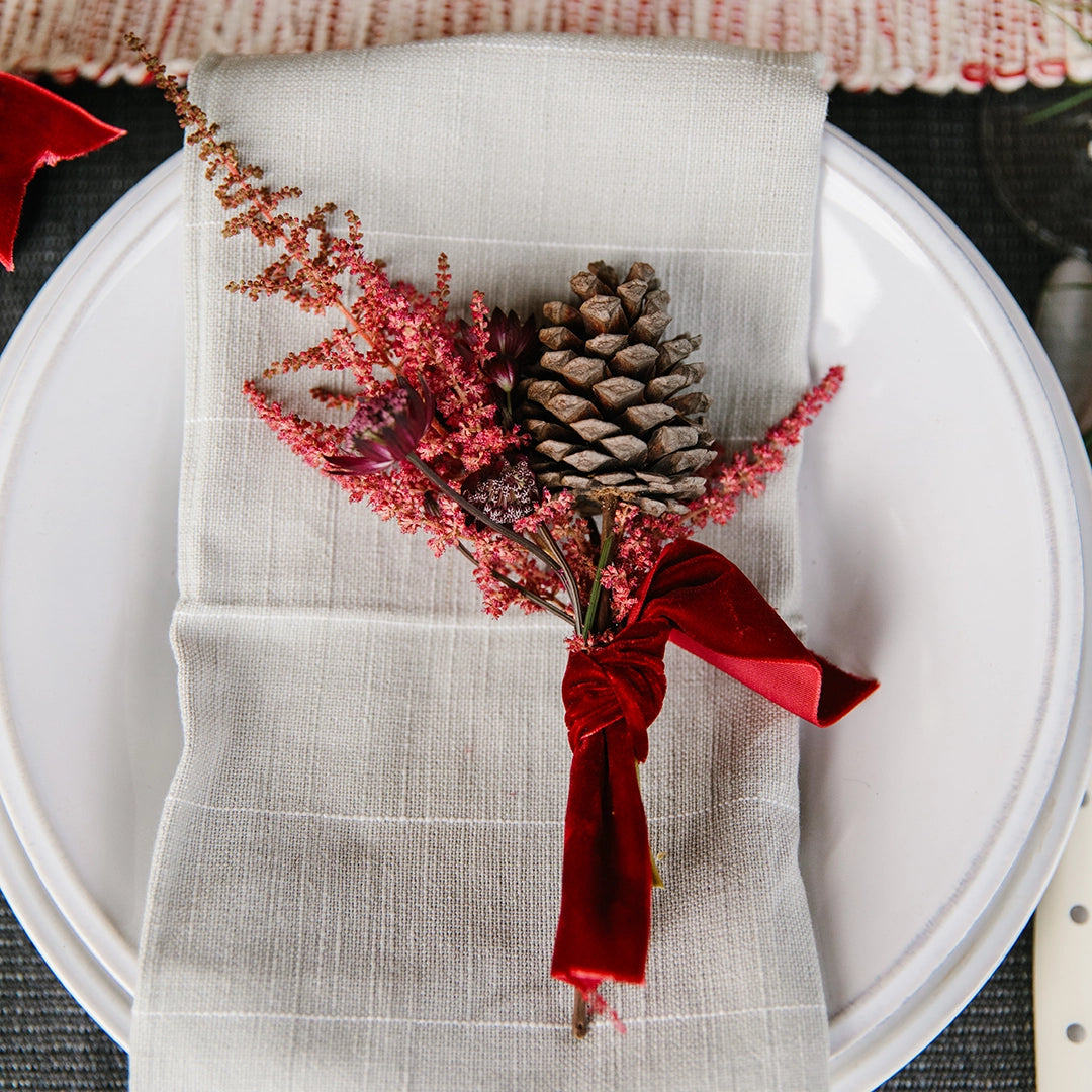 Gray and White Pinstripe Cotton Napkin